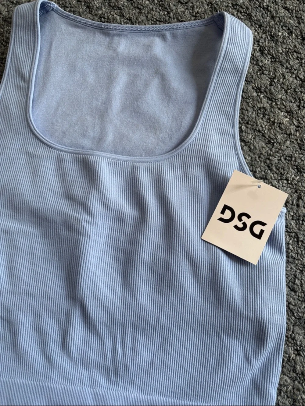 DSG Scoop Neck Seamless Crop Tank Set (2) peri sky blue and other one grey small - Picture 2 of 9